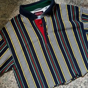 Vintage Bugle Boy stripped cropped polo tee